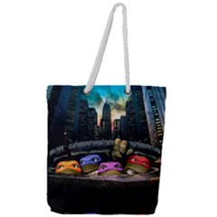 Teenage Mutant Ninja Turtles Leonardo Raphael Michelangelo Donatello Full Print Rope Handle Tote (large) by Sarkoni