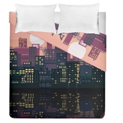 Pixel Art City Duvet Cover Double Side (queen Size) by Sarkoni