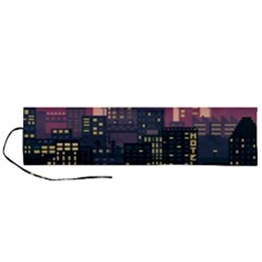 Pixel Art City Roll Up Canvas Pencil Holder (l) by Sarkoni