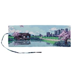 Japanese Themed Pixel Art The Urban And Rural Side Of Japan Roll Up Canvas Pencil Holder (m) by Sarkoni
