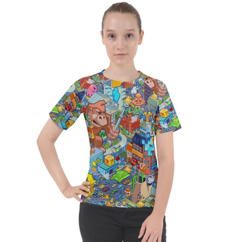Pixel Art Retro Video Game Women s Sport Raglan T-shirt by Sarkoni