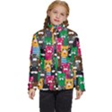Cats Funny Colorful Pattern Texture Kids  Puffer Bubble Jacket Coat View1