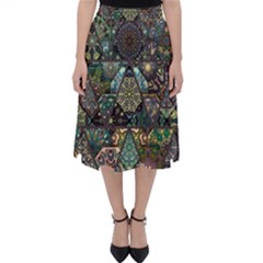 Digital Art Triangle Pattern Texture Mosaic Classic Midi Skirt by Grandong
