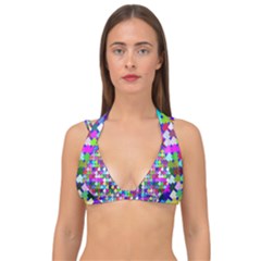 Texture Colorful Abstract Pattern Double Strap Halter Bikini Top by Grandong