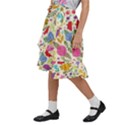 Colorful Flower Abstract Pattern Kids  Ruffle Flared Wrap Midi Skirt View2