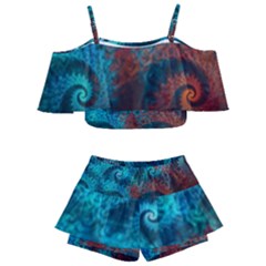 Spiral Abstract Pattern Abstract Kids  Off Shoulder Skirt Bikini by Grandong