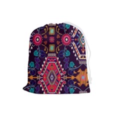 Pattern Ornament Motif Colorful Texture Drawstring Pouch (large) by Grandong