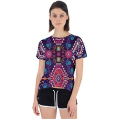 Pattern Ornament Motif Colorful Texture Open Back Sport T-shirt by Grandong