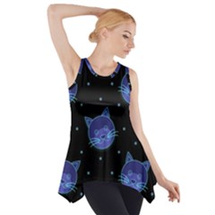 Vector Illustration Of Cat Animal Face Pattern Side Drop Tank Tunic by Ndabl3x