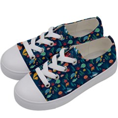 Fish Sea Animals Pattern Kids  Low Top Canvas Sneakers by Ndabl3x