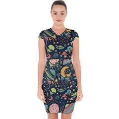 Alien Rocket Space Aesthetic Capsleeve Drawstring Dress  by Ndabl3x