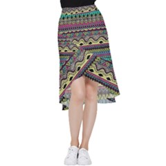 Aztec Design Frill Hi Low Chiffon Skirt by nateshop