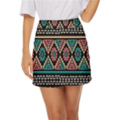Aztec Wallpaper Mini Front Wrap Skirt by nateshop