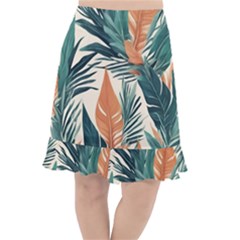 Colorful Tropical Leaf Fishtail Chiffon Skirt by Jack14
