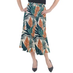 Colorful Tropical Leaf Midi Mermaid Skirt by Jack14