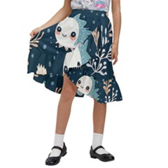 Fish Pattern Kids  Ruffle Flared Wrap Midi Skirt by Valentinaart