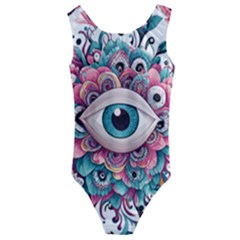 Eyes Pattern Kids  Cut-out Back One Piece Swimsuit by Valentinaart