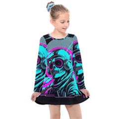 Aesthetic Art  Kids  Long Sleeve Dress by Internationalstore