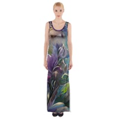 Abstract Blossoms  Thigh Split Maxi Dress by Internationalstore
