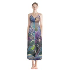 Abstract Blossoms  Button Up Chiffon Maxi Dress by Internationalstore