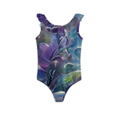 Abstract Blossoms  Kids  Frill Swimsuit by Internationalstore