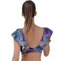 Abstract Blossoms  Plunge Frill Sleeve Bikini Top View2