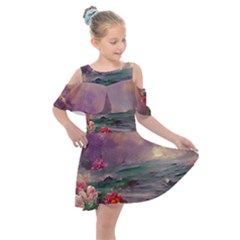 Abstract Flowers  Kids  Shoulder Cutout Chiffon Dress by Internationalstore