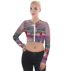 Abstract Flowers  Long Sleeve Cropped Velvet Jacket by Internationalstore