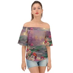 Abstract Flowers  Off Shoulder Short Sleeve Top by Internationalstore