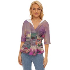 Abstract Flowers  Lightweight Drawstring Hooded Top by Internationalstore