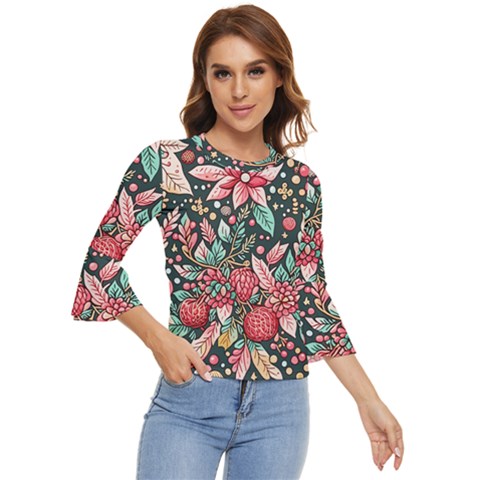 Christmas Pattern Bell Sleeve Top by Valentinaart