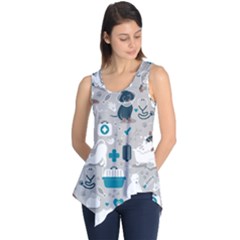 Veterinarian Medicine T- Shirt Veterinary Medicine, Happy And Healthy Friends    Grey Background Tur Sleeveless Tunic by ZUXUMI