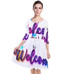 Arts Quarter Sleeve Waist Band Dress by Internationalstore