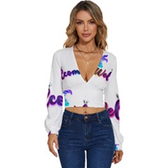 Arts Long Sleeve Deep-v Velour Top by Internationalstore