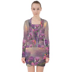 Floral Blossoms  V-neck Bodycon Long Sleeve Dress by Internationalstore