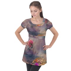 Floral Blossoms  Puff Sleeve Tunic Top by Internationalstore