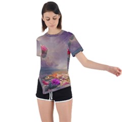 Floral Blossoms  Asymmetrical Short Sleeve Sports T-shirt by Internationalstore