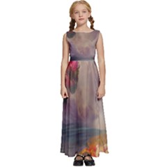 Floral Blossoms  Kids  Satin Sleeveless Maxi Dress by Internationalstore
