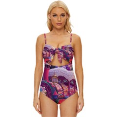 Fantasy  Knot Front One-piece Swimsuit by Internationalstore