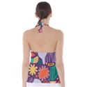 Colorful Shapes On A Purple Background Tie Back Tankini Top View2