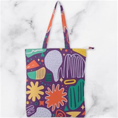 Colorful Shapes On A Purple Background Double Zip Up Tote Bag by LalyLauraFLM
