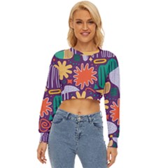 Colorful Shapes On A Purple Background Lightweight Long Sleeve Sweatshirt by LalyLauraFLM