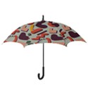 Shapes In Retro Colors On A Green Background Hook Handle Umbrellas (Small) View3