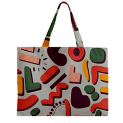Shapes In Retro Colors On A Green Background Zipper Mini Tote Bag by LalyLauraFLM