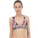 Shapes In Retro Colors On A Green Background Classic Banded Bikini Top View1
