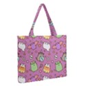 Pusheen Cat Zipper Medium Tote Bag View2
