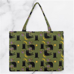 Cat Cartoon Cats Animal Pattern Zipper Medium Tote Bag by Pakjumat