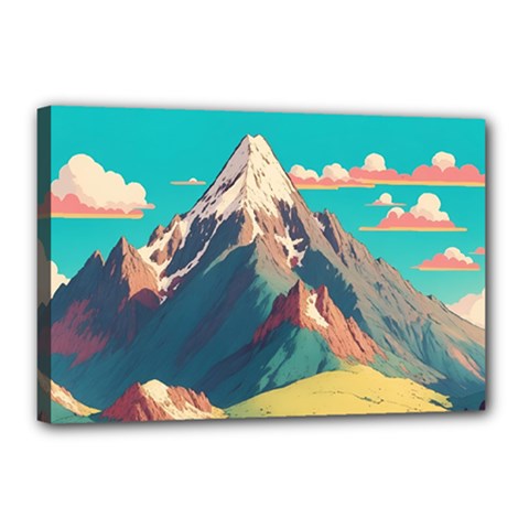Mountain Mount Fuji Canvas 18  X 12  (stretched) by Pakjumat
