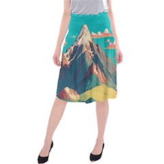Mountain Mount Fuji Midi Beach Skirt by Pakjumat