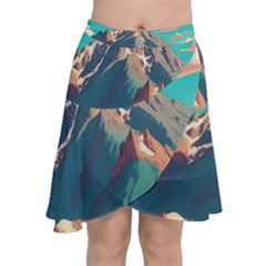 Mountain Mount Fuji Chiffon Wrap Front Skirt by Pakjumat